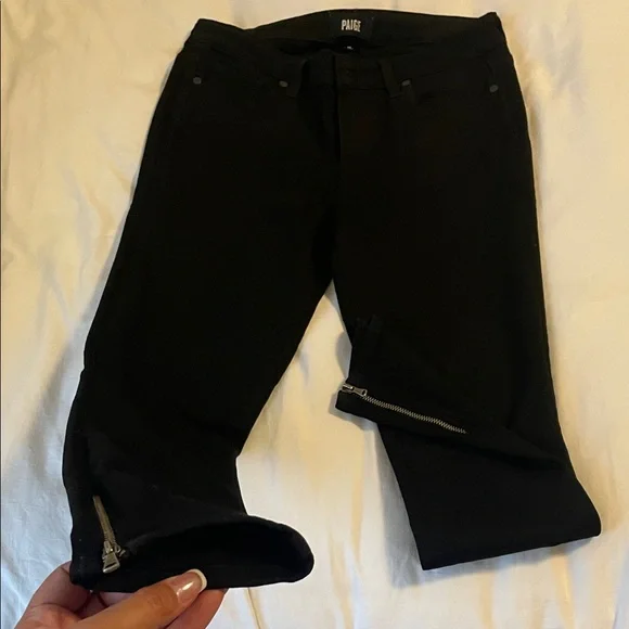 PAIGE Women's Ankle Cropped Black Jeans - Picture 2 of 3